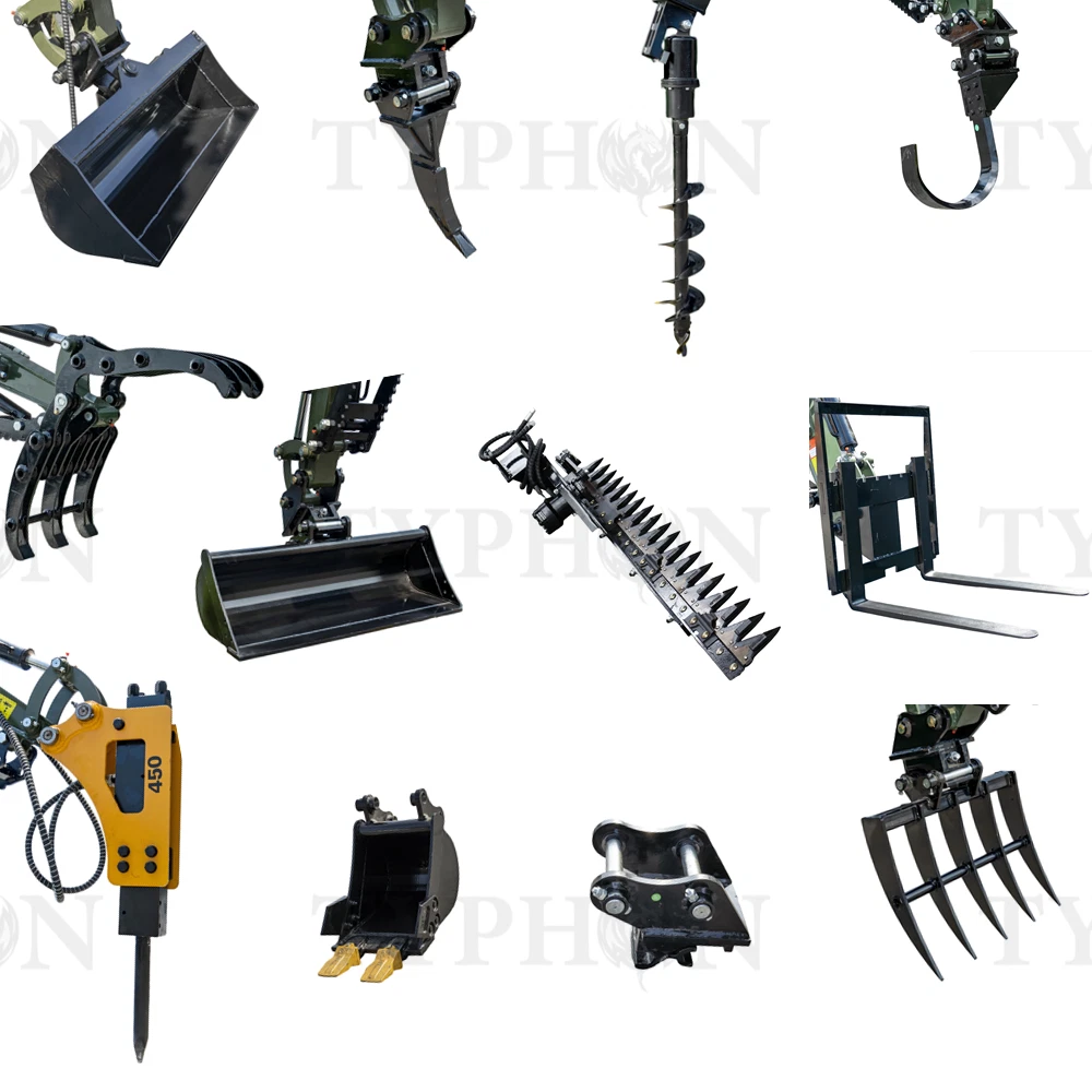 All in One 12 PCS Attachment Set Tool Fits 2-3 ton Mini Excavator Terror XXV - Image 1